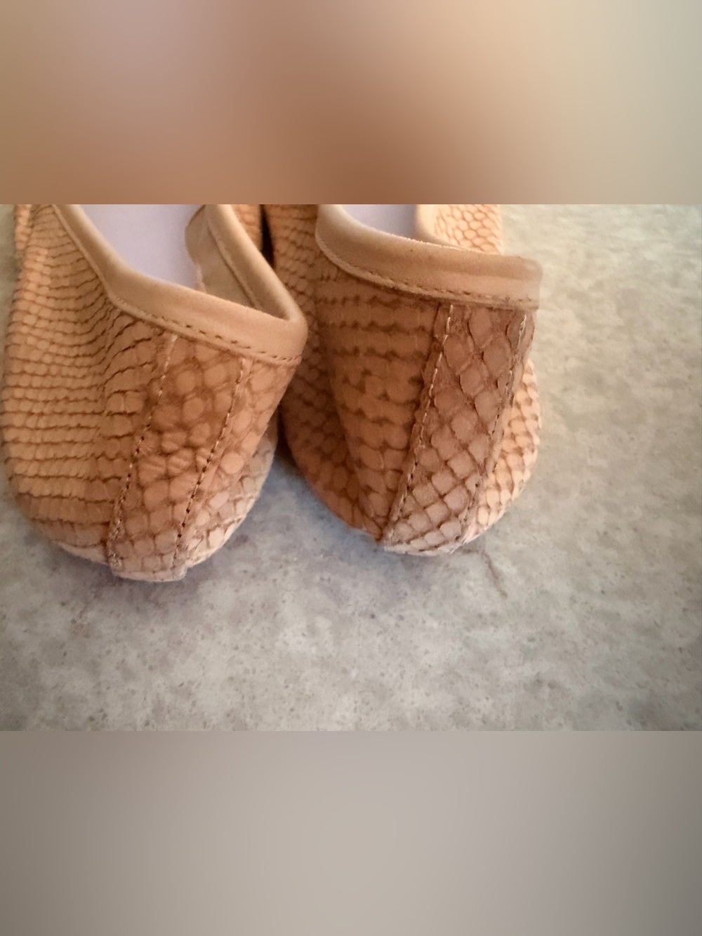 Delman Tan Snake Print Leather Ballet Flats - Picture 6 of 9